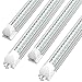 (Pack of 4) Linkable LED Utility Shop Lights for Garage, 6FT, 42W, LED Tube Ceiling Light T8 Integrated Single Fixture, 6000K, Daylight 4200lm V Shape, Basement, Offices, Clear Lens, Plug and Play