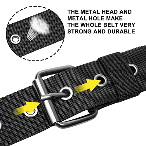 2 pack Nylon Men's belt for Women and Men 1.5inch With Metal Buckle Outdoor Belt,Thick and Durable 150CM/59IN Long, Normal4