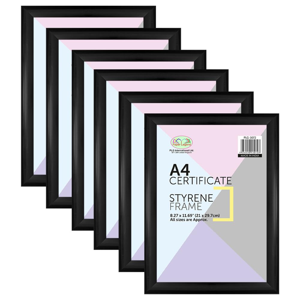 M1ss Black (Pack Of 6 - A4 Photo Frame, Wall Mount Or Table Top, Picture Frame, Freestanding And Wall Mountable
