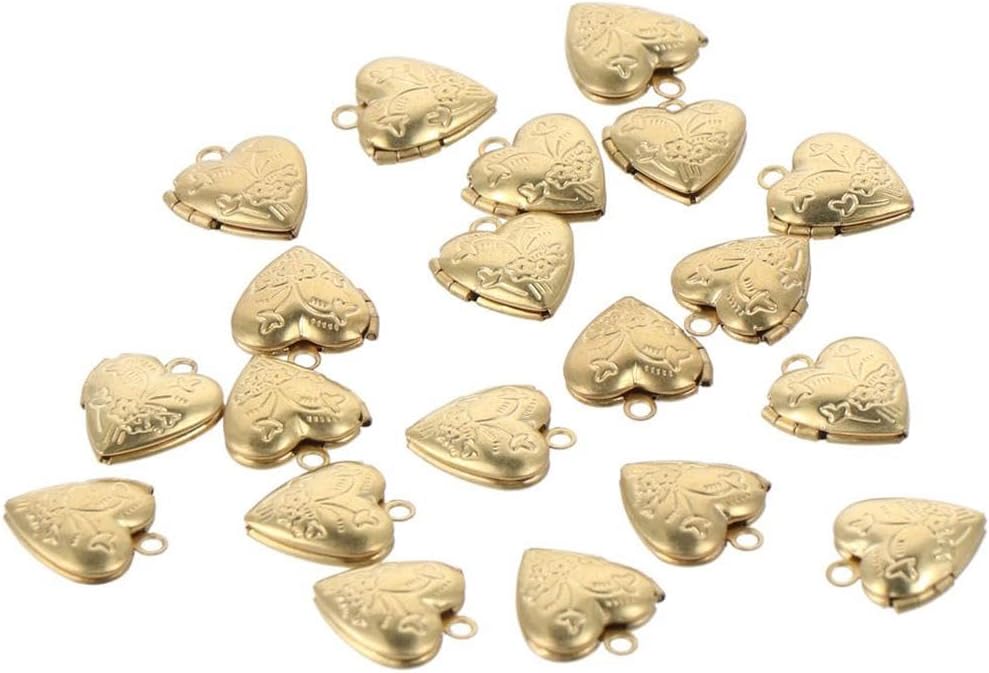 20Pcs Heart Photo Frame Charms Mini Golden Brass Locket Heart Pendants Photo Style Dangle Decoration for DIY Jewelry Making Necklace Bracelet Pendant Accessories - Image 5