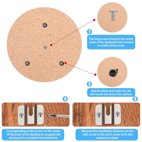 YBEATY 3 Set Tragbares Dartscheibe Halterung Wand Aufhängen Halterung Set mit Schrauben Nägeln Stabilisatoren Dartscheiben Montagehalterungssatz für Die Wand-Dartscheibenhalterung Aufhänger