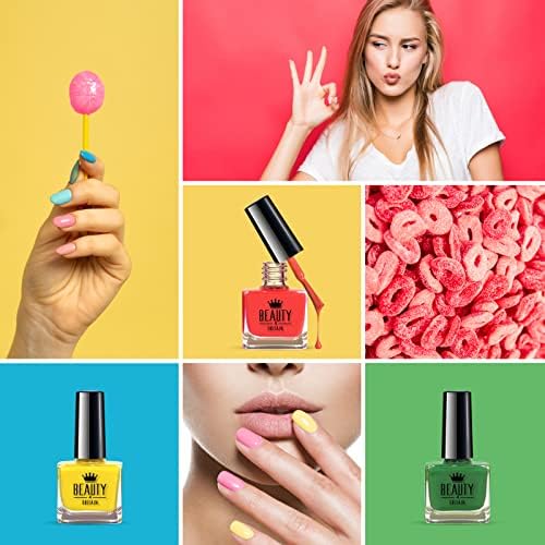 Beauty4Britain 6 x Luxury Nail Polish 6 Different Bright Colours Candy Gift Box