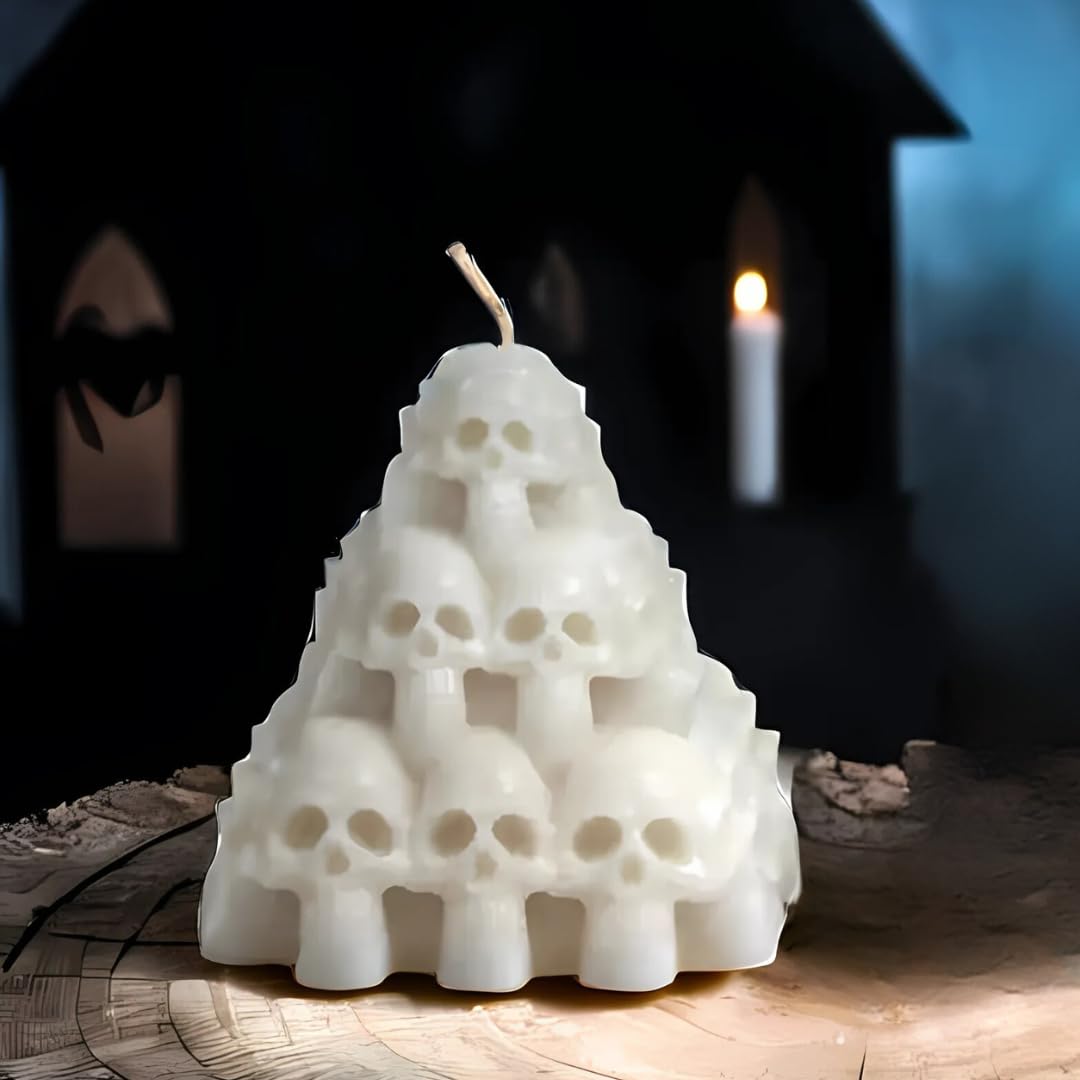 DiceandBerry Skull Pyramid Candle, Birthday Gift, Spooky Gifts, Gifts for him and her, Handmade Gift