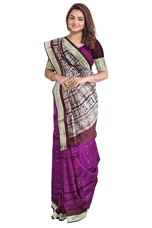 Image of Handmade Pure Bomkai Silk Saree Khandua Natural Silk Ikkat Saree For Women /Ethnic Wear /Traditonal Saree /Handloom Saree With Regular Fit Blouse Piece