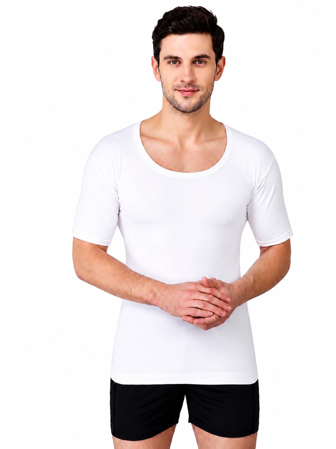 Baniyan Men's Sports Gym Vest, Combo Pack of 5, White, Cotton Blend, Sleeveless, Moisture Wicking, Lightweight, for Gym and Active Training-image-25