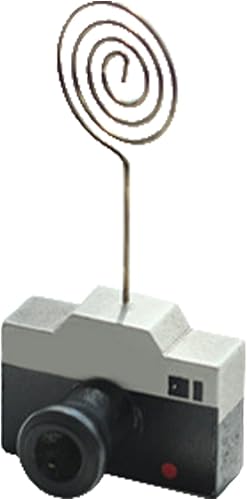 Portatarjetas retro para TV, reloj de TV, cámara, teléfono, soporte de madera vintage para números de mesa con alambre en remolino, soporte para