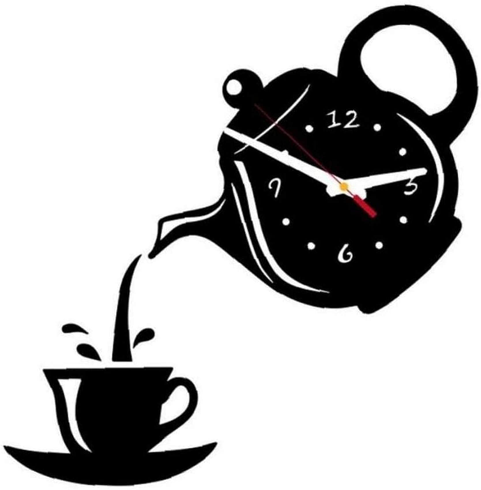 Horloge murale miroir tasse à café pour décoration de cuisine moderne