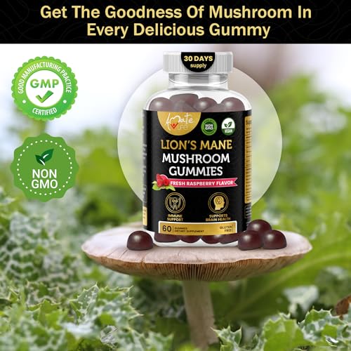 Amate Life Mushroom Gummies for Adults | 10 Mushroom Complex with Lions Mane Reishi Chaga & Cordyceps Mushroom | Brain, Immune & Energy Support | Raspberry Flavor - Image 3
