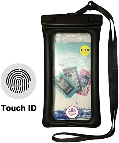 CUZURLUV Fingerprint Unlock Waterproof Phone Case, Floating Pouch TPU Dry Bag Universal for iPhone Samsung HTC LG Sony Cell Phone up to 7.0'', Water Parks, Hiking, Boating, Kayaking, Rafting, Beach