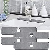 Ceephouge Faucet Absorbent Mat for Kitchen, Drying Pads for Countertop, Bathroom, Farmhouse, RV (4 Pack Grey 24 inch)