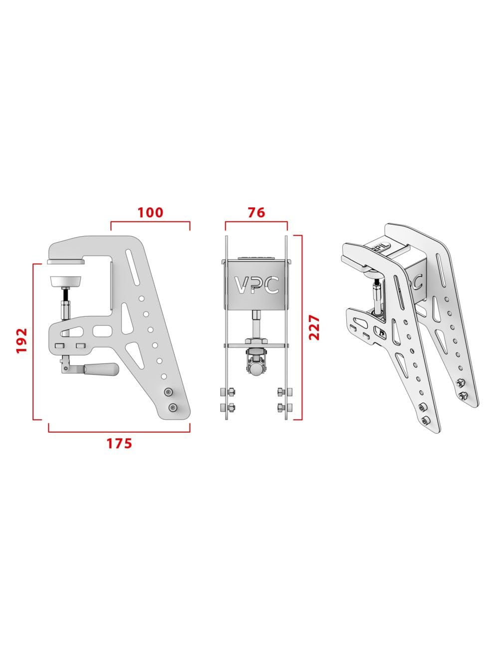 VIRPIL Controls Desk Mount V4 Small Halterung für Joysticks Throttles Hotas-System