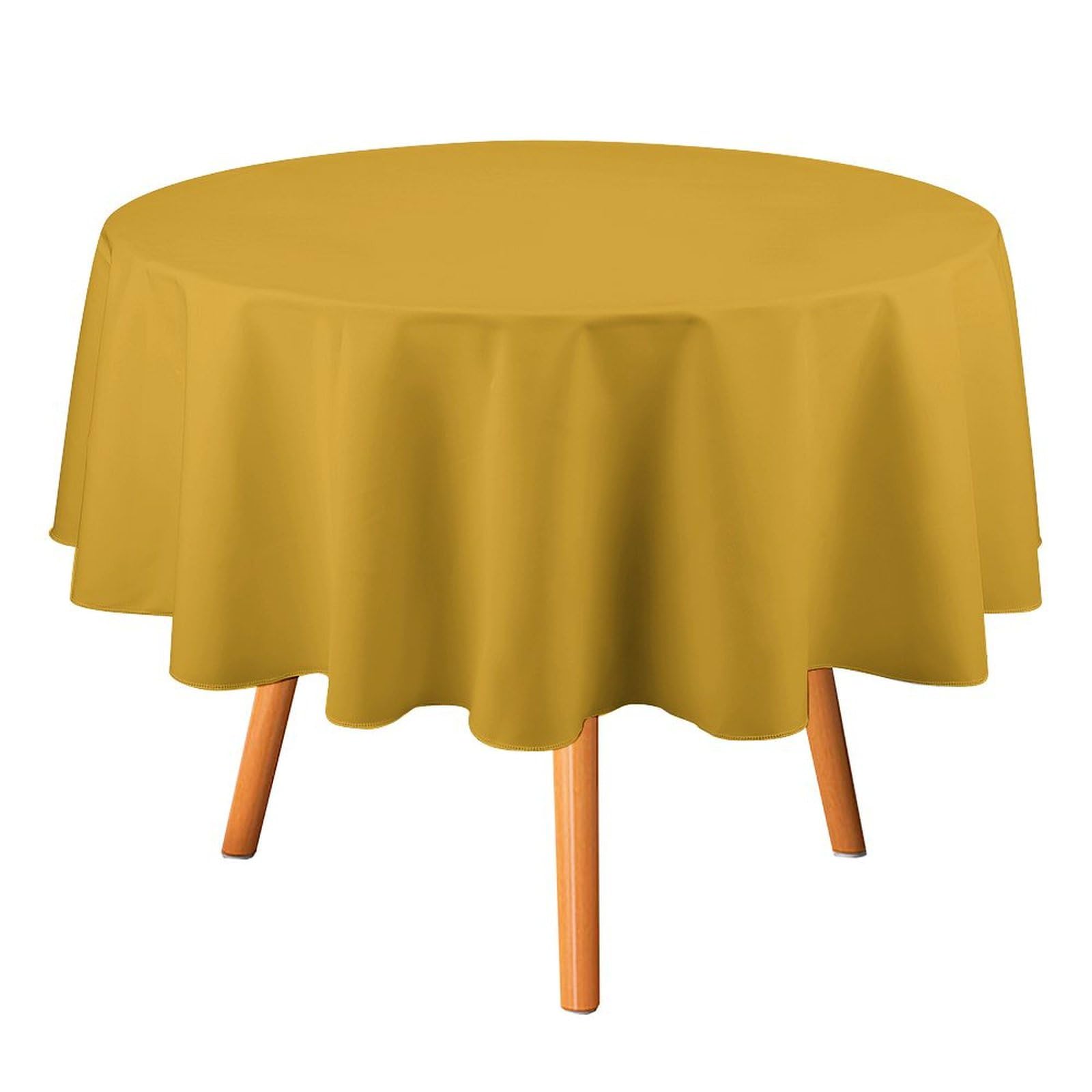 Nappe ronde jaune imperméable lavable 152 cm pour décoration table de fête