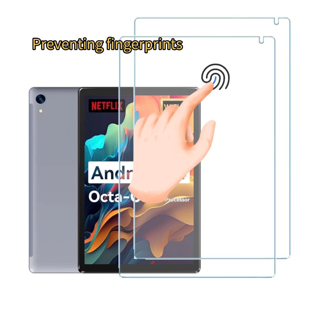 Paquete de 2 protectores de pantalla para URAO C107 10.1 pulgadas Android Tablet Película de vidrio templado antiarañazos, antipolvo/dureza 9H Ultra HD Película templada 3