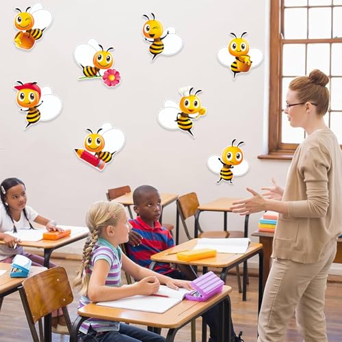 Image of Vuzvuv 90Pcs 5In Bee Paper Cutouts with 180Pcs Glue Points,Bee Cut Outs Bulletin Board Decorations for Birthday Party Theme Decor Supplies