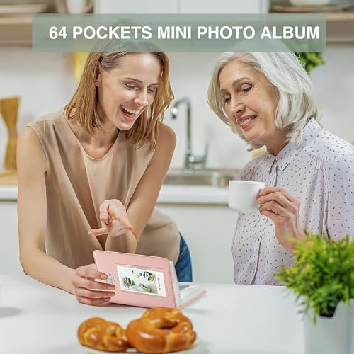 Image of ZENKO 64-Pocket Album + 5 Magnetic Frames fits Fujifilm Instax Film Roll Mini (12, 11, 9, 8, 40, Evo, Liplay), Mini Link Printer, Polaroid Snap Touch, PIC-300, Z2300 Mint Instant Cameras (Beige)