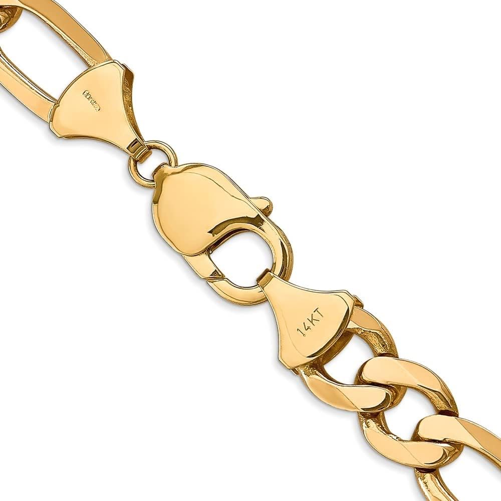 Diamond2Deal 10k Yellow Gold 2.2mm Flat Figaro Chain Necklace 16" to 24"