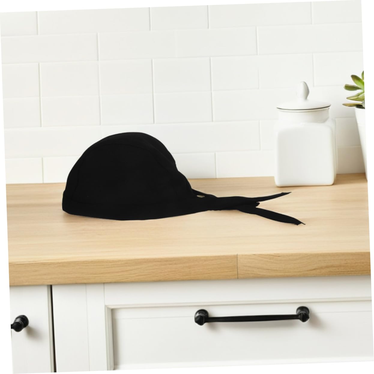 iplusmile 12 Gorros de Chef Negros de Algodón para Servicio de Alimentos | Lazo Trasero, Uso Unisex, para Cocina y Restaurante, Talla Única, Estilo Profesional