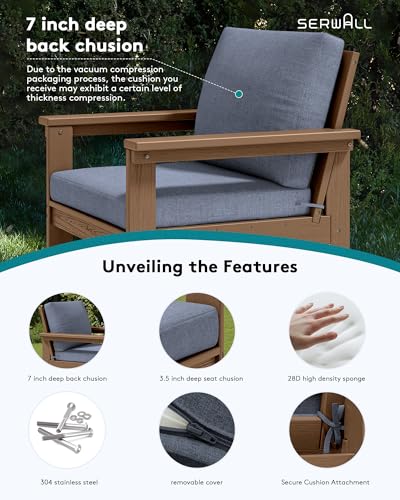 Image of SERWALL HDPE Outdoor Patio Furniture Set with Coffee Table
