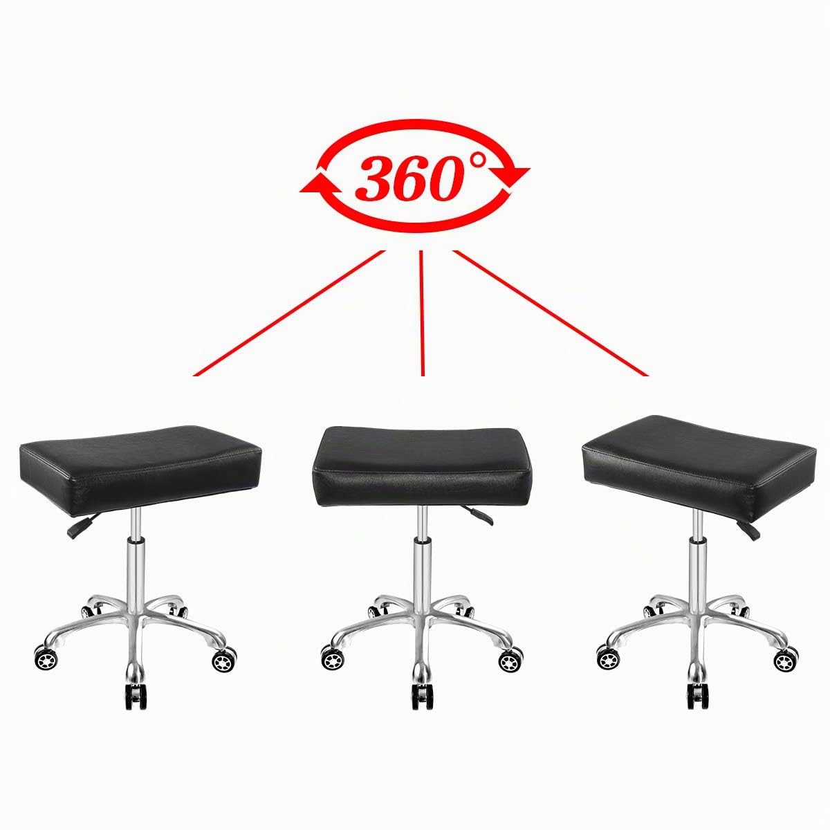 Antlu Hocker Mit Rollen Rollhocker Höhenverstellbar Drehstuhl Drehhocker Arbeitshocker Bürohocker Sitzhocker Kücheocker (Schwarz)