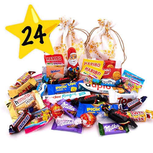 Advent Calendar Filling Set for Children – Various Sweets for 24 Doors – Lindt, Milka, Haribo, Lotus, Snickers etc.