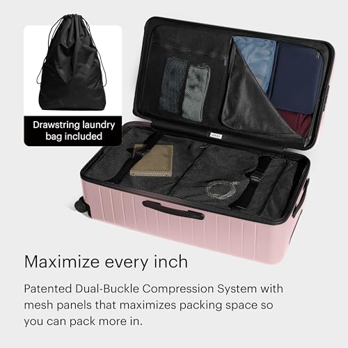 Image of Away Trunk Checked Luggage - 31-Inch Lightweight Hardside Suitcase with 360 WhisperGlide Spinner Wheels, Interior Compression System, TSA-Accepted Lock - Blush Pink