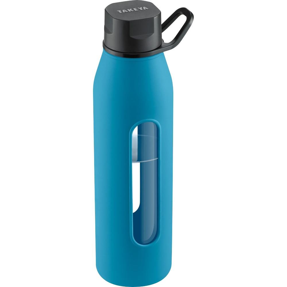 Takeya Classic Glass Water Bottle with Silicone Sleeve, 22 oz., Cobalt