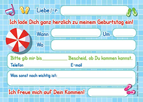 JuNa-Experten Kindergeburtstag Einladungskarten Set – 16-teilig Mit Umschlägen, Tüten, Aufklebern & Gastgeschenken