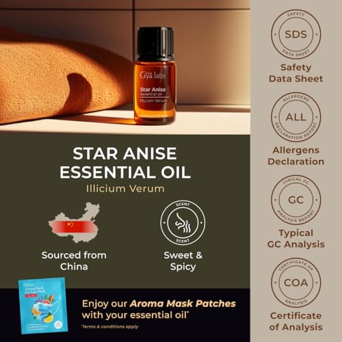 Image of 100% Pure Star Anise Essential Oil - 0.34 Fl Oz - Star Anise Oil for Hair, Skin, Diffuser, Aromatherapy & DIY Candle Making Scent