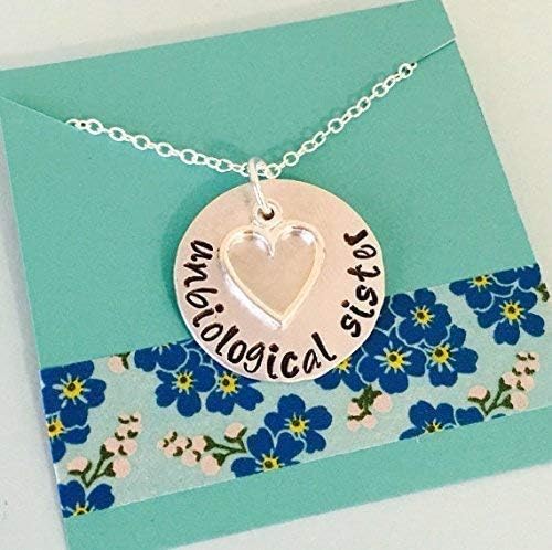 Unbiological Sister Necklace, Best Friend Gift, Hand Stamped, Friends Jewelry Personalized