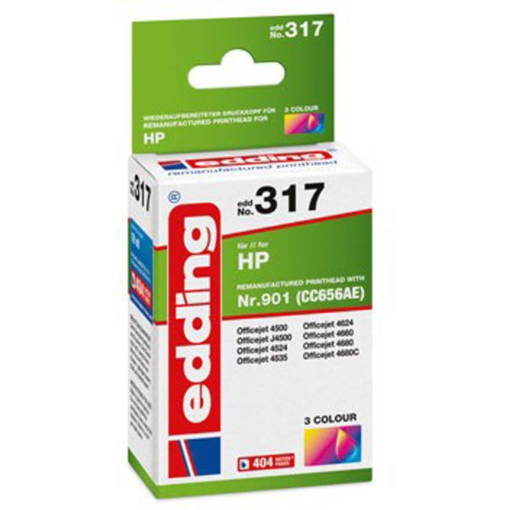 edding Druckerpatrone EDD-317 - Einzelpatrone - 3-Farbig - 18 ml - Reichweite 460 Seiten - Ersetzt HP 901 (CC656AE), Standard