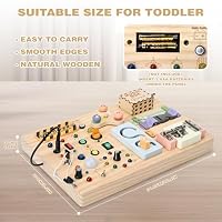Joyreal Montessori Busy Board 2 in 1 ab 1 Jahr, Holz Motorikspielzeug Sensorik Montessori Spielzeug Mit 20 LED Lichtern 19 Motorik, Geschenk für 1 2 3 Jahre Jungen und Mädchen – Ansicht 6