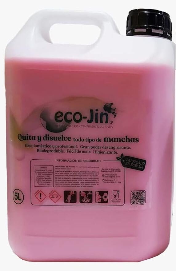 ECO-JIN Limpiador Multiusos Ultra Concentrado, Gran Poder Desengrasante, Revolucionario, Biodegradable, Bidón 5 Litros (HOME - Talco)