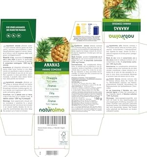 Ananas (Ananas comosus o Ananas sativus) gambi dei frutti Naturalma - 150 g - 300 compresse - Integratore alimentare - Naturale e Vegano