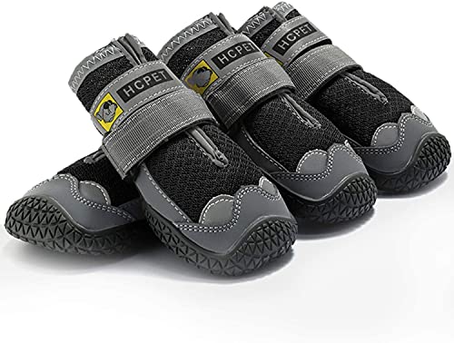 Image of PETANGEL HCpet Dog Boots for Hardwood Floor | Breathable Shoes | Booties With Reflective Anti-Slip Sole | Outdoor Paw Protectors With Rubber Soles for Hiking and Running (Size: 6)