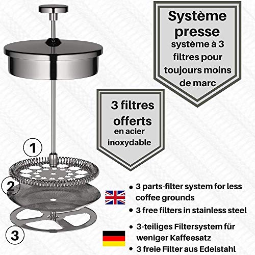 Cafetiere French Press Coffee Maker by VeoHome Unbreakable and Keeps