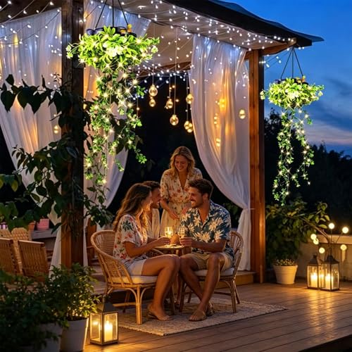 Lámpara LED de cadena de vid artificial con carga solar para decoración 2