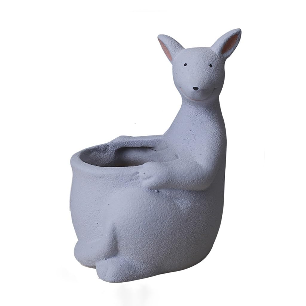 GELASIGE Flower Pots Gardening Succulent Ceramic Flower Pots, Cute Little Animal Pots, Desktop Cactus Plant Pots Outdoor Flower Pots(A)