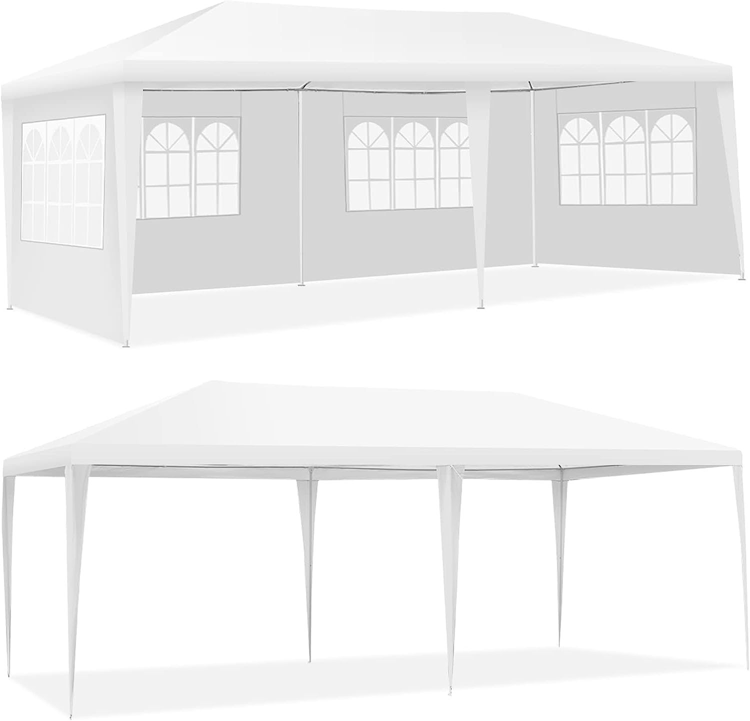 KOMFOTTEU 3x6m Carpa de Jardín Plegable con 4 Paredes Laterales Extraíbles