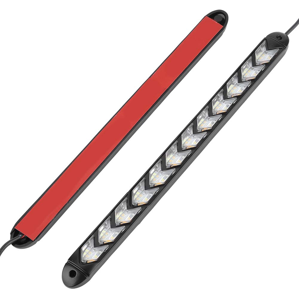 Feux de jour,Yctze 2pcs LED Flèche clignotante de voiture étanche flexible DRL Phare de lumière de bande blanche/ambre Voiture Feux de Signalisation Diurnes Conduite Lumière du Jour Lampe Clignotantc