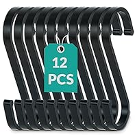 Praknu 12 S Haken Klein Schwarz Flach 8cm - bis 25kg Belastbar - Rostfreie S-Haken zum Aufhängen