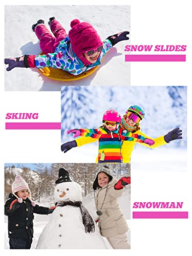 6 Pairs Kids Winter Gloves Waterproof Snow Ski Gloves Thicken Warm Sport Mittens For 8-15 Year Boys Girls Children Cold Weather Outdoor Hunting Snowboard, Red, Pink, Blue, Orange, Gray And Purple #TOP5