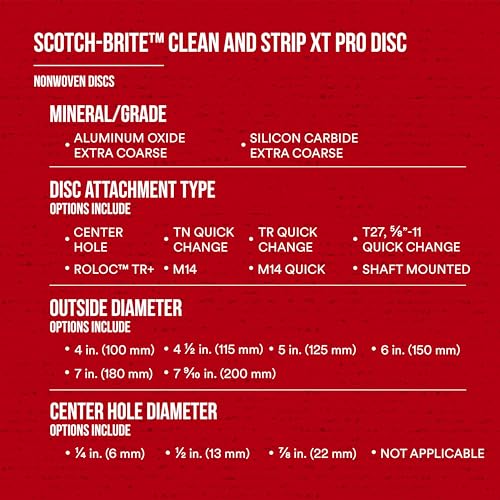 Image of 3M Scotch-Brite Clean and Strip XT Pro Disc, XO-DC, SiC Extra Coarse, T27, 4-1 /2 in x 5 /8 inch-11, Silicon Carbide Cuts Aggressively and Leaves a Fine Finish, Resists Loading, Purple