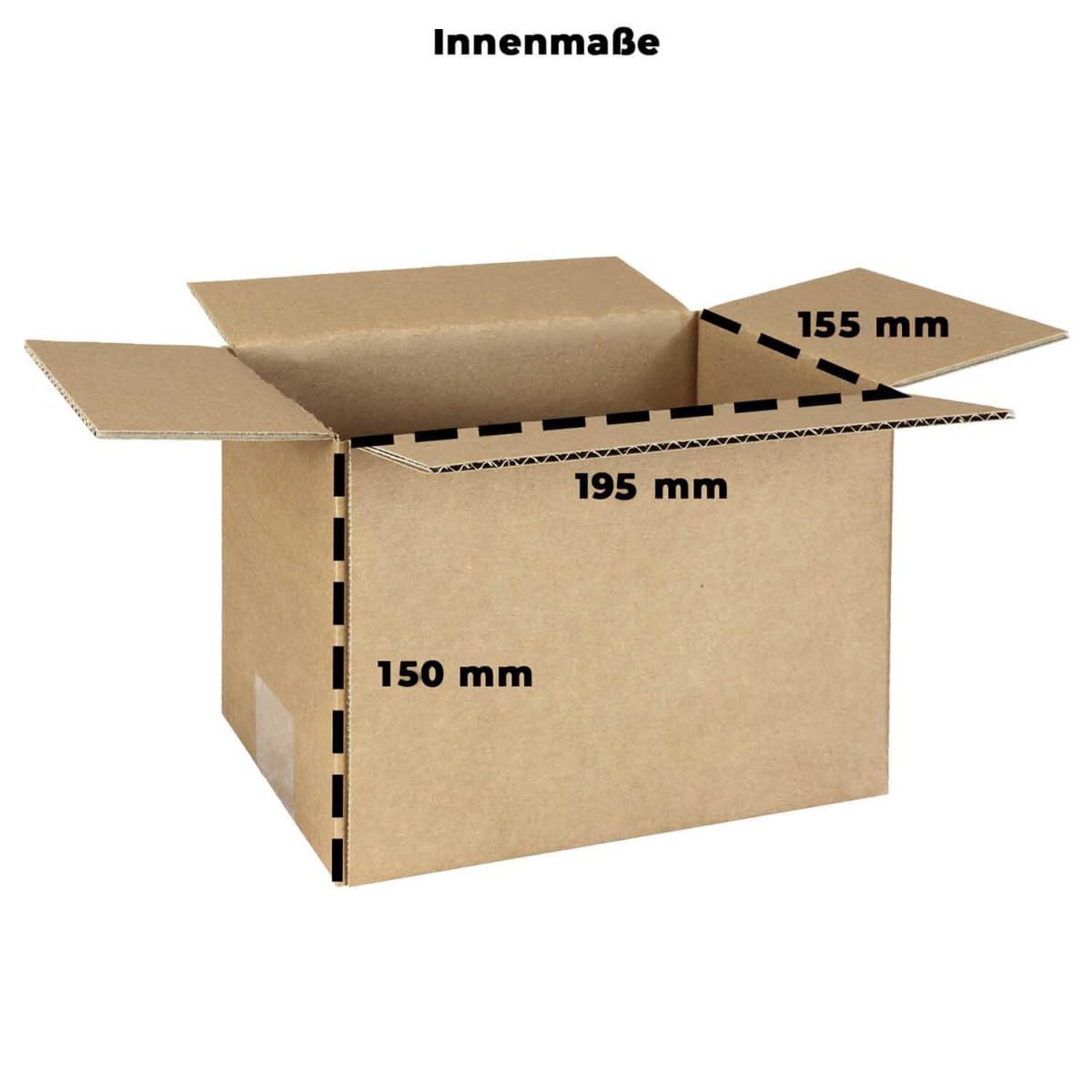 smiley pack 300 Stück Faltkartons 190 x 150 x 140 mm KK20 braun | Versandkarton aus Wellpappe 1 wellig – Verpackungskartons 19 x 15 x 14 cm – Pappkarton Versandbox Paket Päckchen