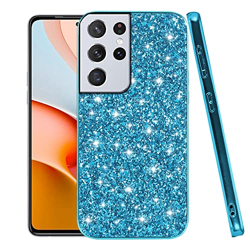 Coque de protection fine Samsung S21 Ultra antichoc paillettes bleu