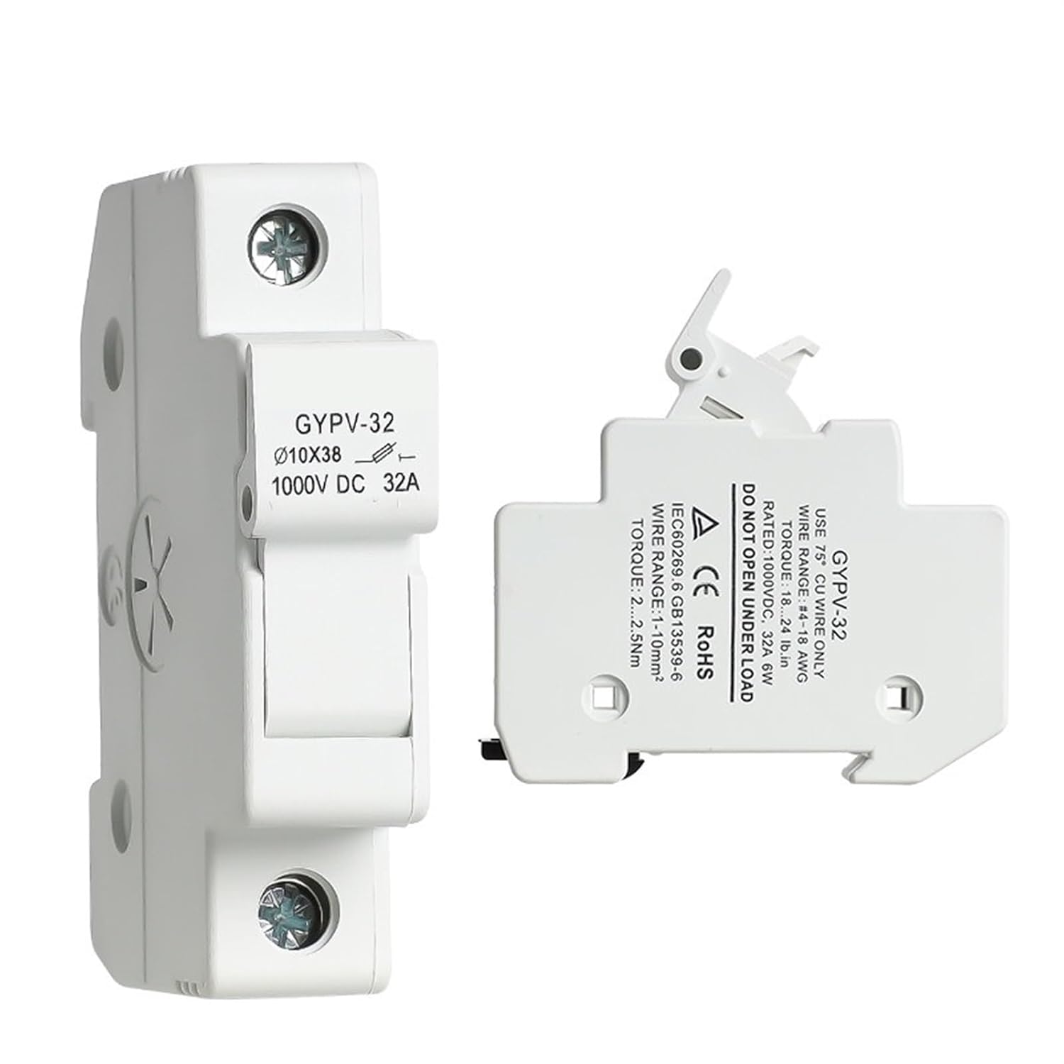 GYPV-32 Photovoltaic GPV Fuse Holder with 10 * 38mm Fuse Link 1000VDC 2A 6A 10A 15A 20A 25A 30A DC Fuse 1Pcs(6A Fuse with Holder)