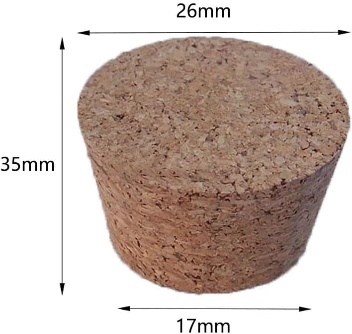 100pcs Wooden Cork Lab Glass Bottle Stopper Kettle Pudding Bottle Cork Cap Buret Tube Wooden Plug - Top DIA 7.5mm to 30mm(Size:26x17x35mm)