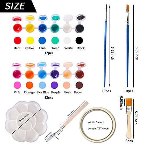 157 Pcs Mini Acrylic Paint Set,22 Sets Acrylic Paint Strips In 12 Colors With 2 Paint Tray,Small Acrylic Paint Set With 20 Pcs Paintbrushes Perfect For Home Birthday Classroom Party Favors #TOP1