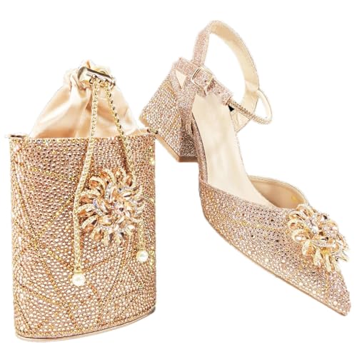 Chaussures et sacs à talons hauts avec strass pour un mariage chic en taille 44