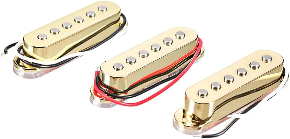 Alnico 5 Guitar Pickup Set Single Coil SSS Pickup Neck/Middle/Bridge Pickups for Stratocaster Electric Guitar Replacement Part Gold (GMB144)