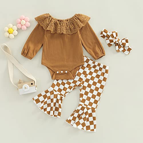 VISGOGO Baby Toddler Newborn Girl Outfits Fall Winter 3 6 9 12 18 Months Floral Print Bell Bottoms Pants for Girls2